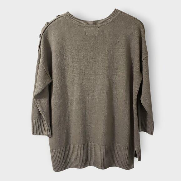 Tahari 100% Linen Drop Shoulder Boxy Sweater Bronze Brown Sz Lg Neutral Minimal - Picture 4 of 11
